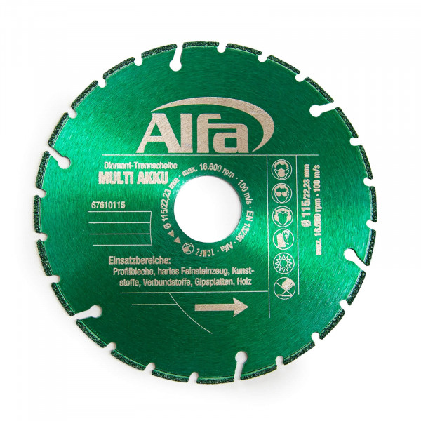 6761 Alfa Disque à tronçonner diamanté MULTI AKKU